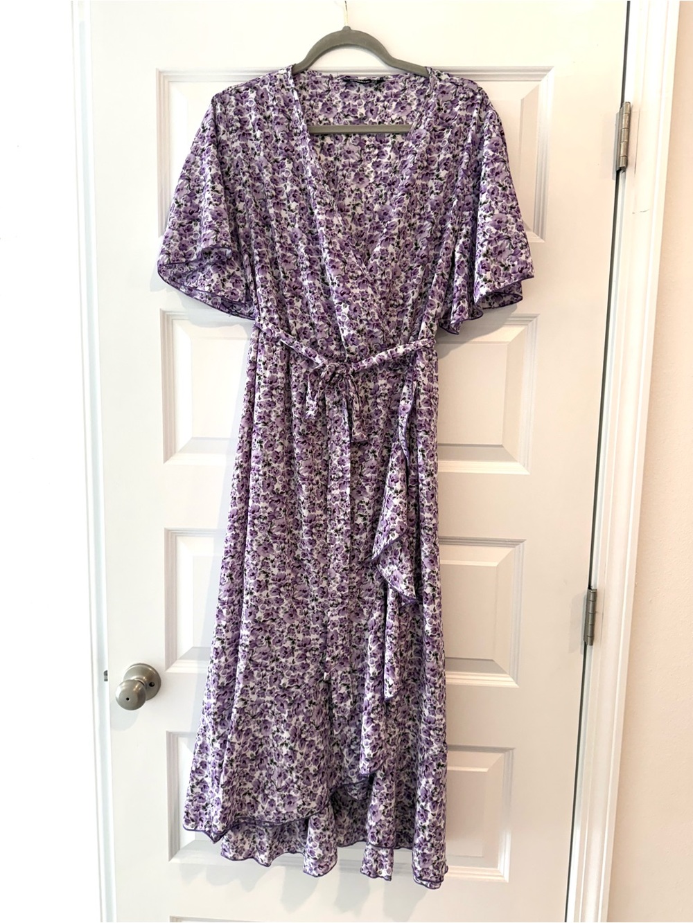 BloomChic Lavender Floral Wrap Wedding guest Maxi Dress